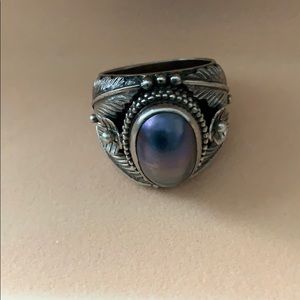 Sterling pear shaped 1.5 ct Gemstone textured Ring